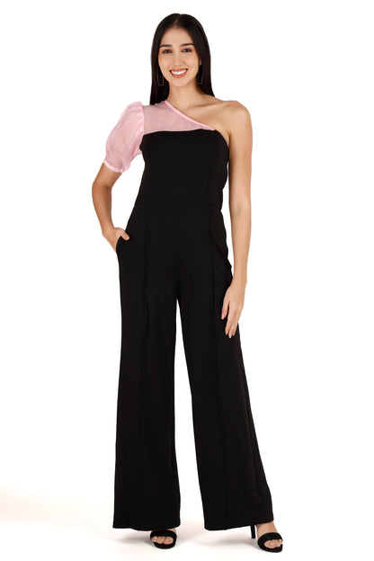 Pink Organza Off Shoulder Jumpsuit