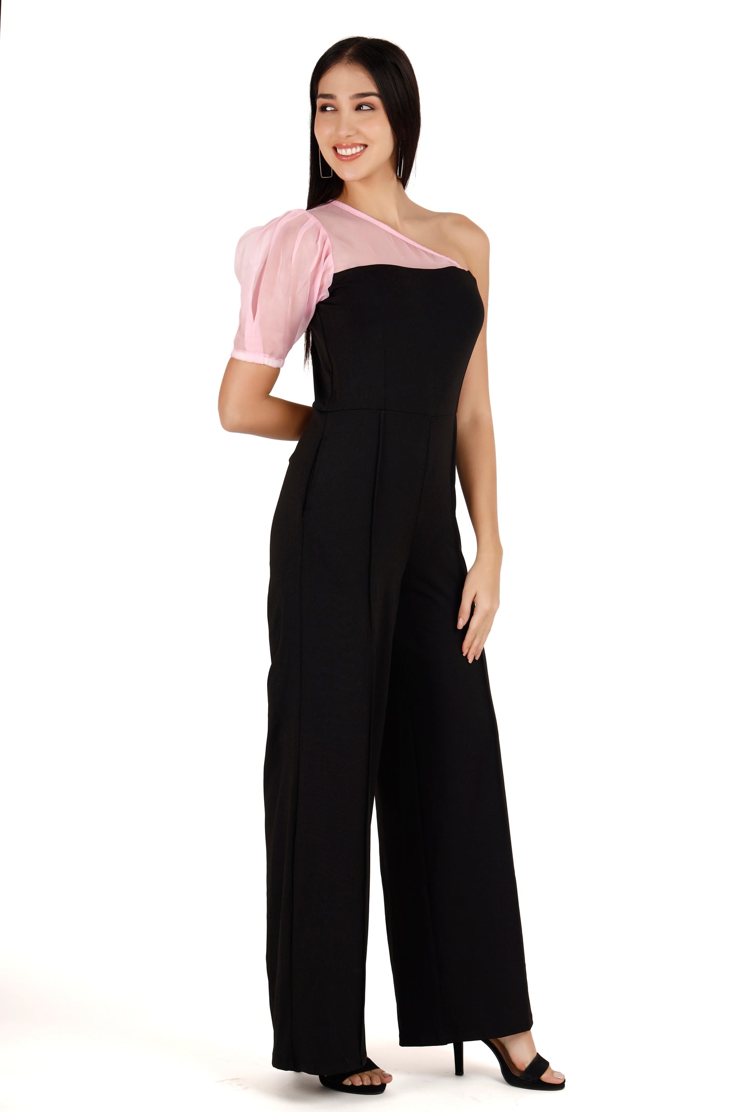 Pink Organza Off Shoulder Jumpsuit