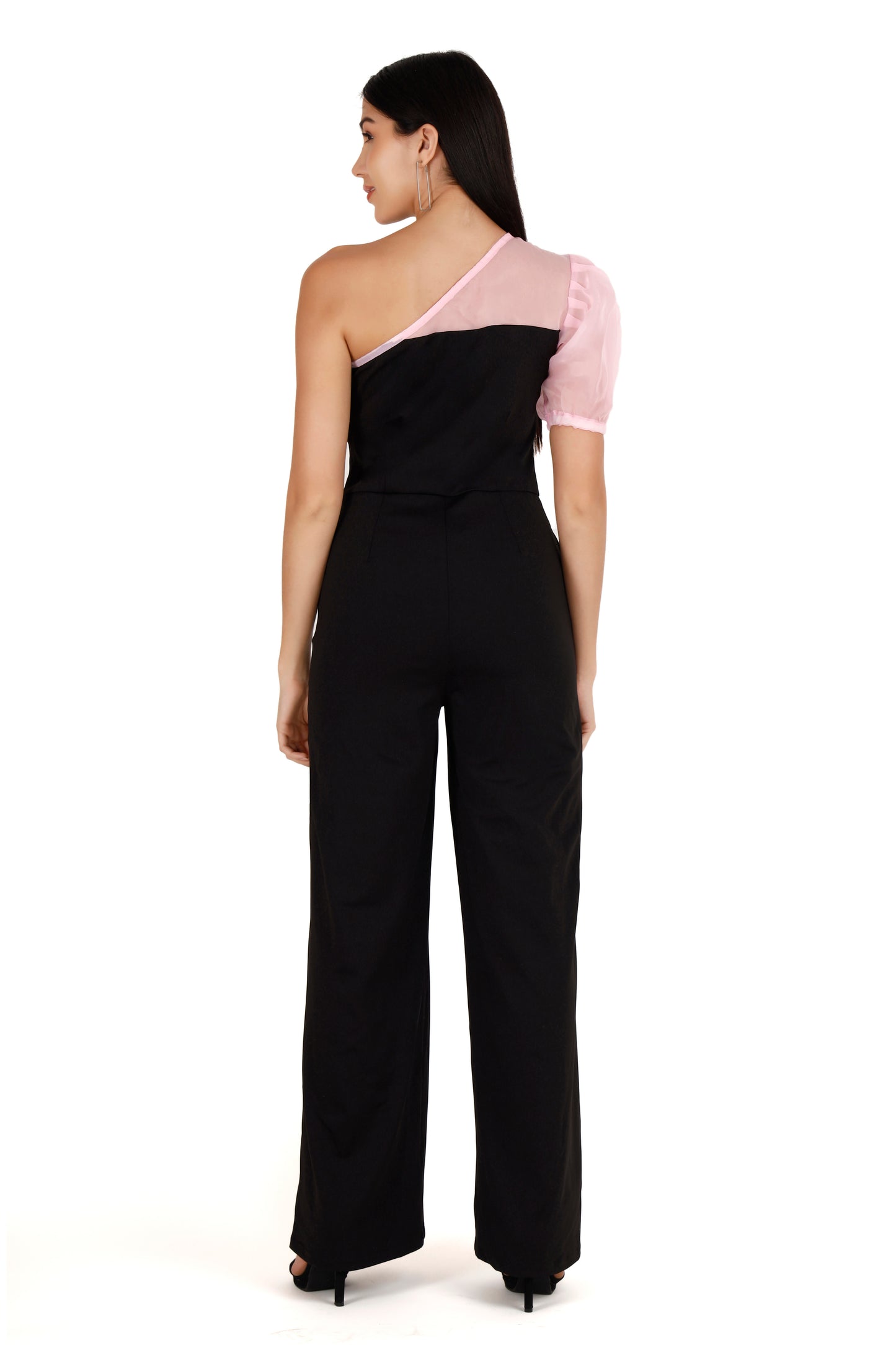 Pink Organza Off Shoulder Jumpsuit