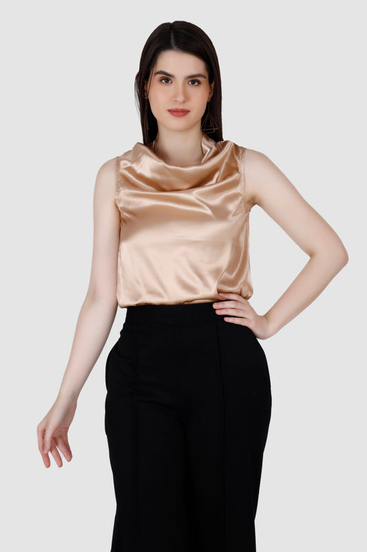Champagne Cowl Neck Top