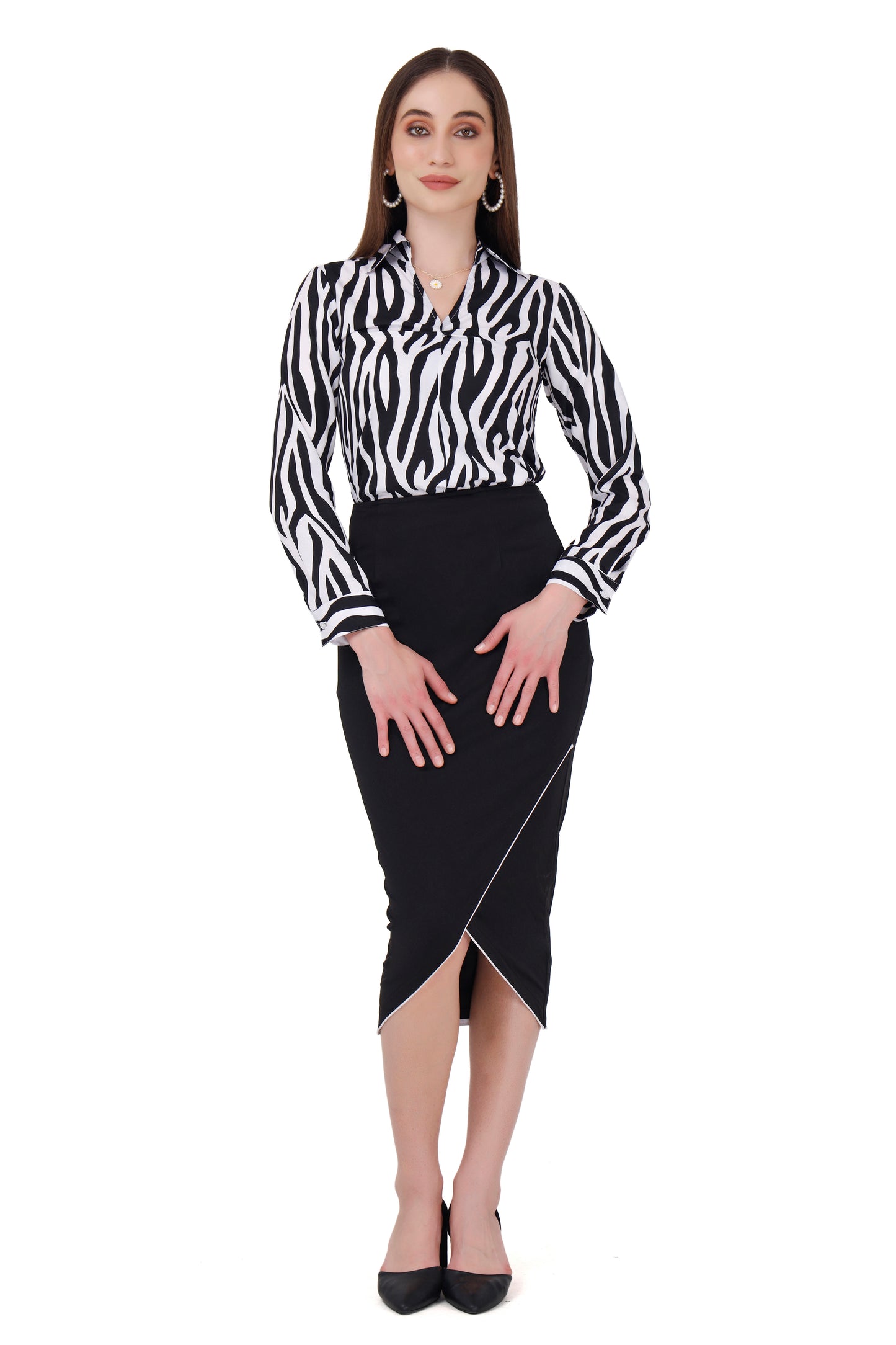 Zebra print shirt and skirt set