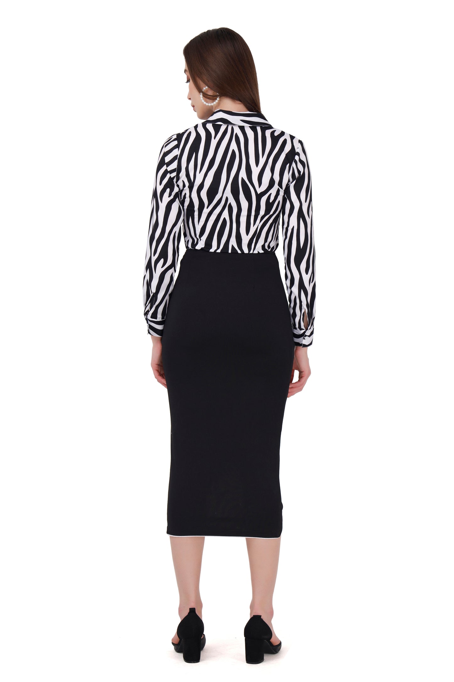 Zebra print shirt and skirt set