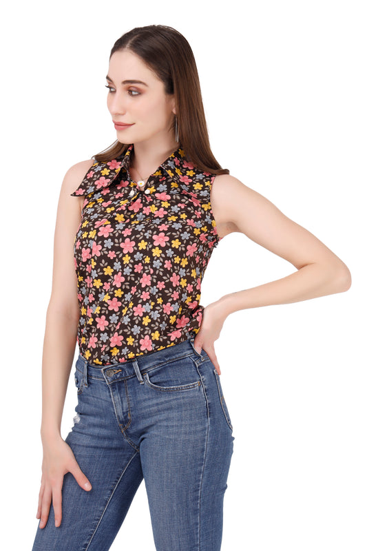 Printed Sleeveless Shirt