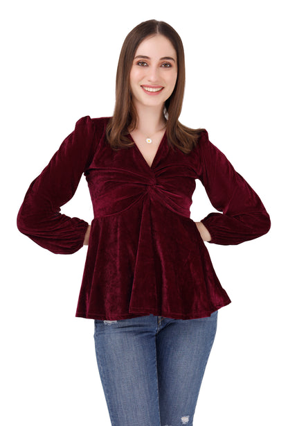 Maroon Velvet Top