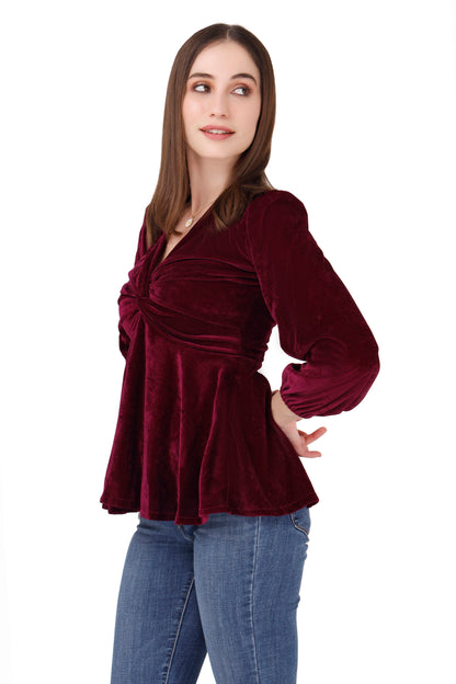 Maroon Velvet Top