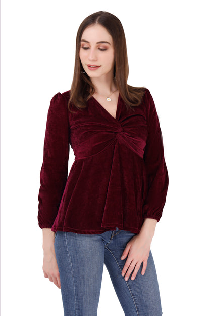 Maroon Velvet Top