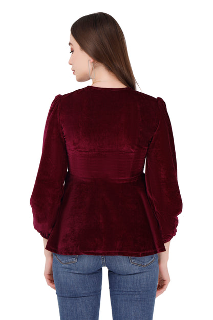 Maroon Velvet Top