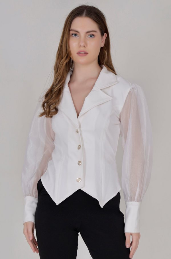 Snow White Organza Sleeve Top