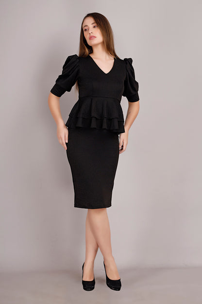 Black Peplum Style Dress