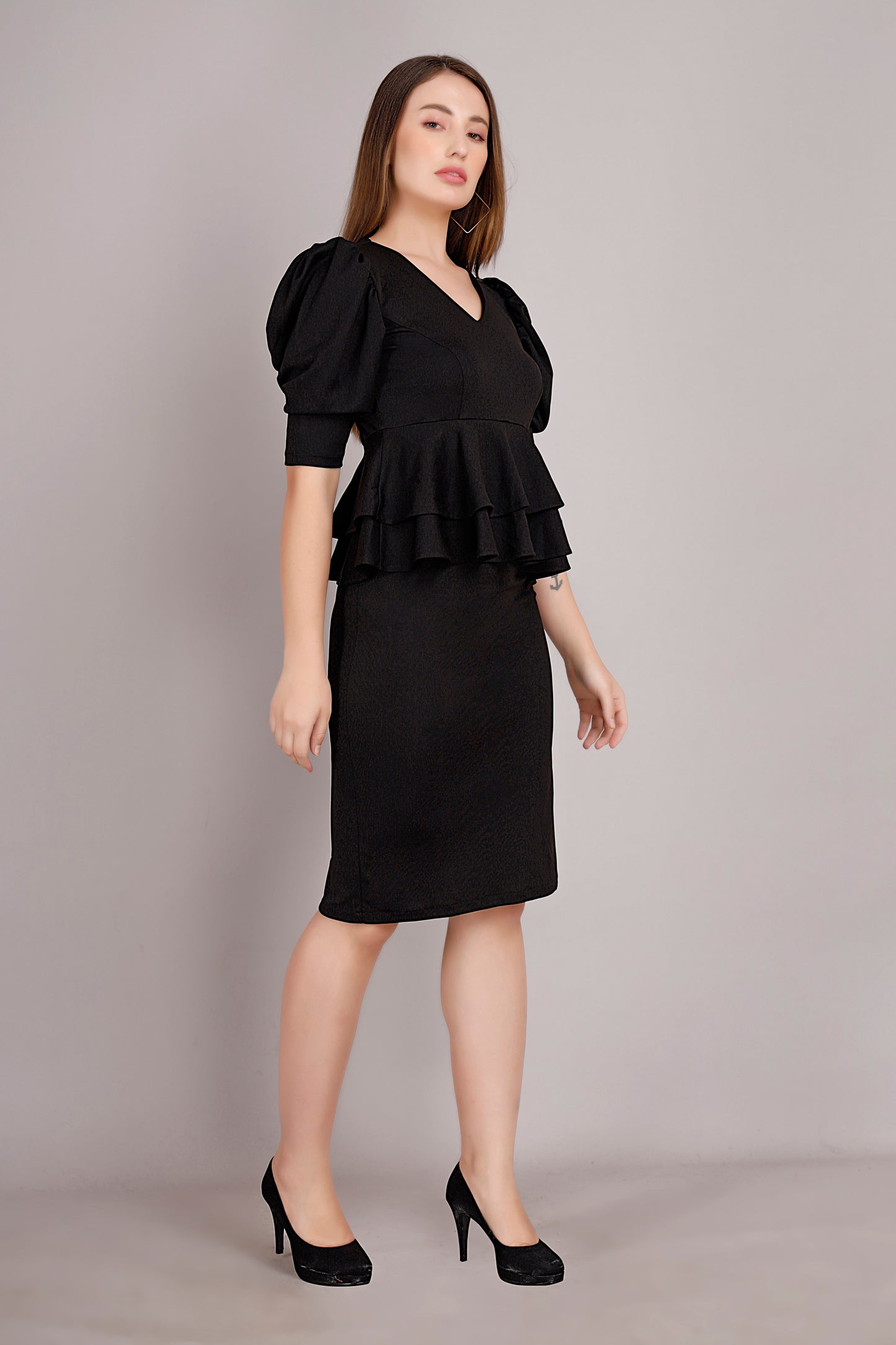 Black Peplum Style Dress