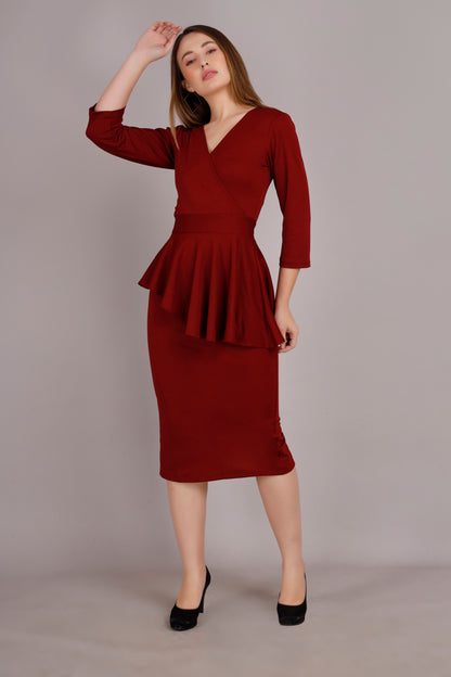 Maroon Peplum dress