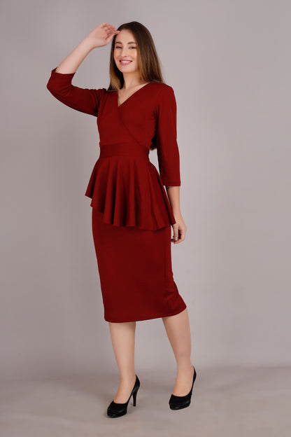 Maroon Peplum dress