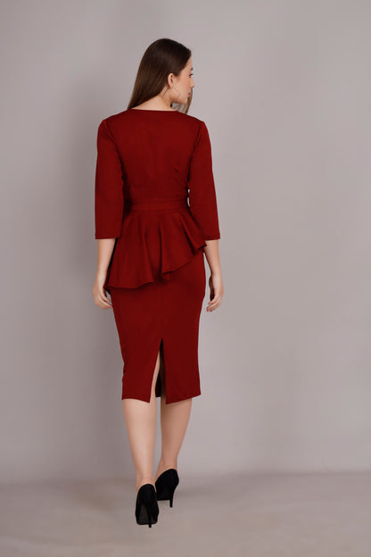 Maroon Peplum dress