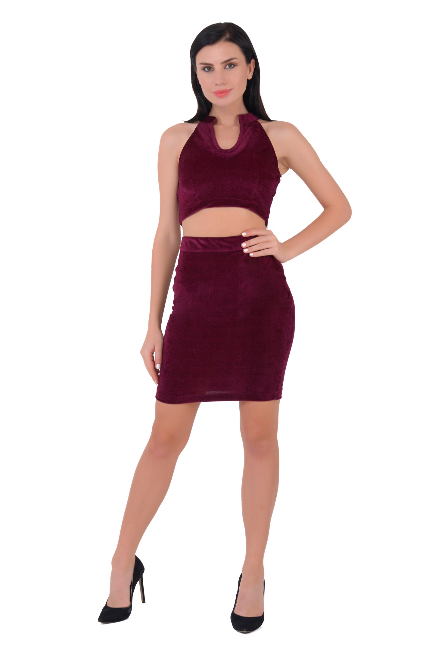 Velvet top and Skirt set