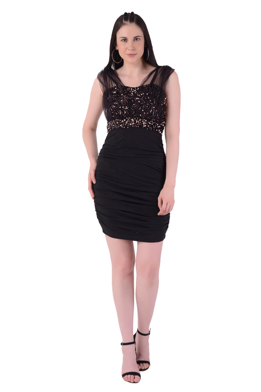 Sequin Net Gather dress