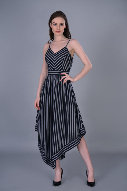 Black and White Stripe long Dress