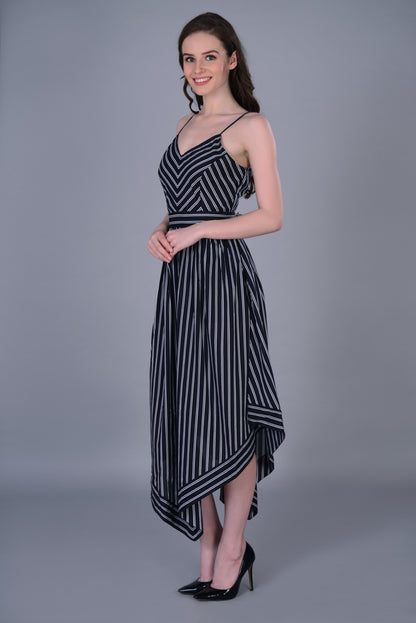 Black and White Stripe long Dress