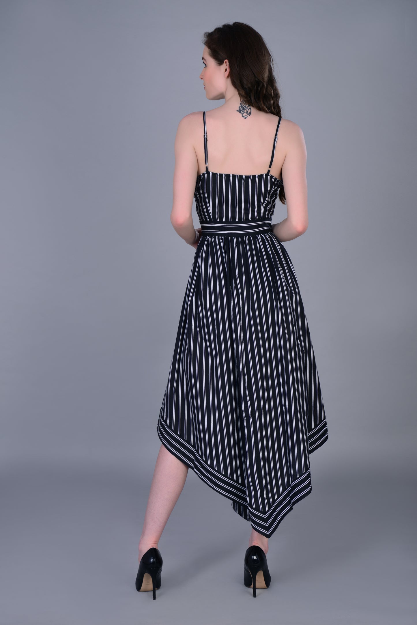 Black and White Stripe long Dress