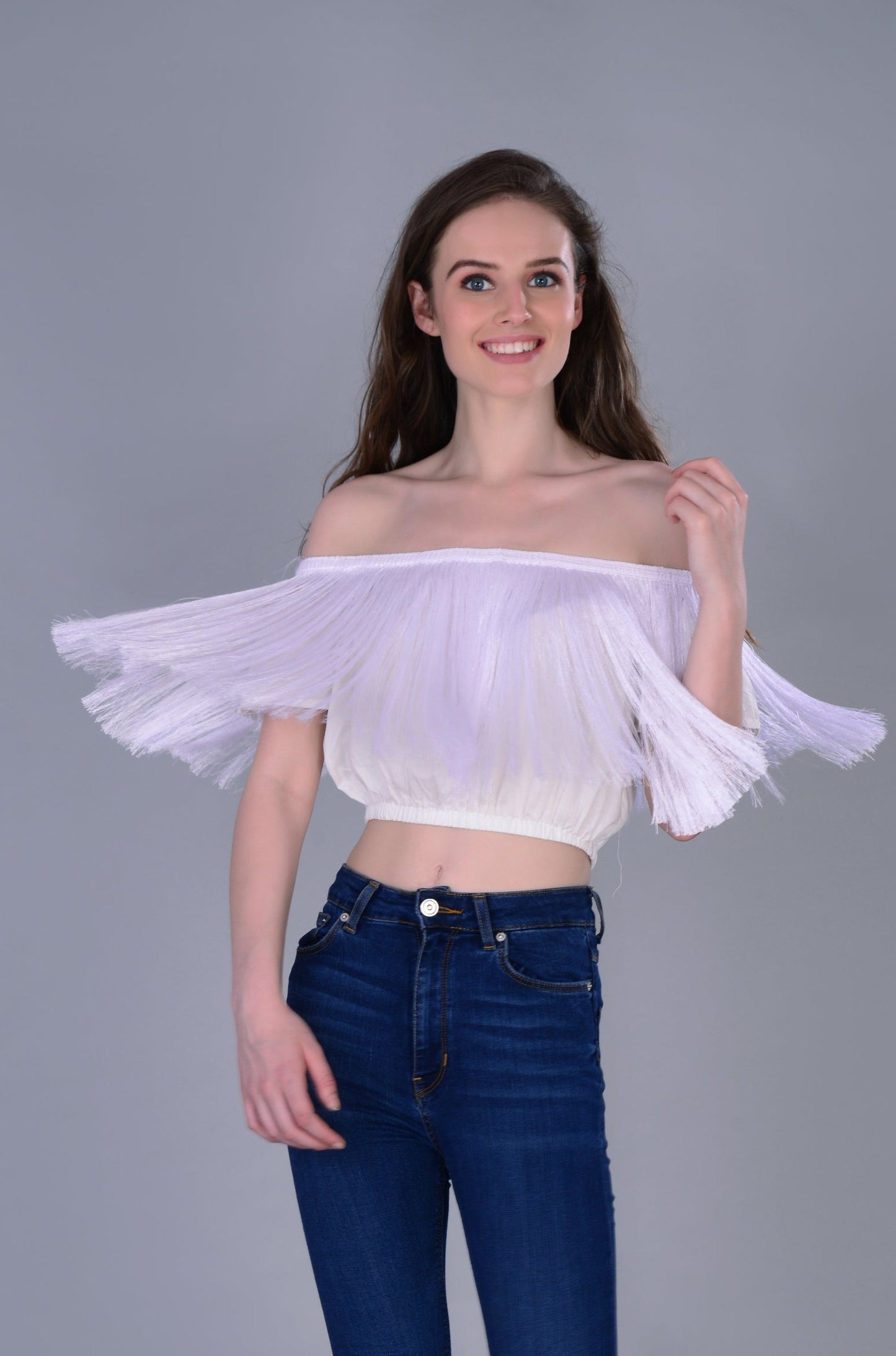 Off-shoulder Fringe top