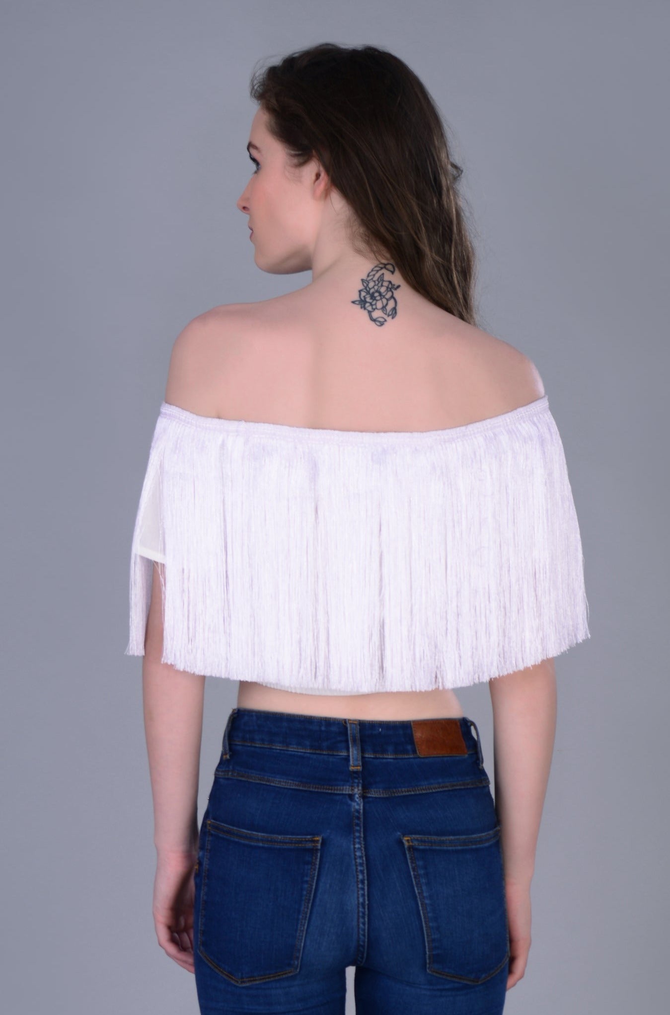 Off-shoulder Fringe top