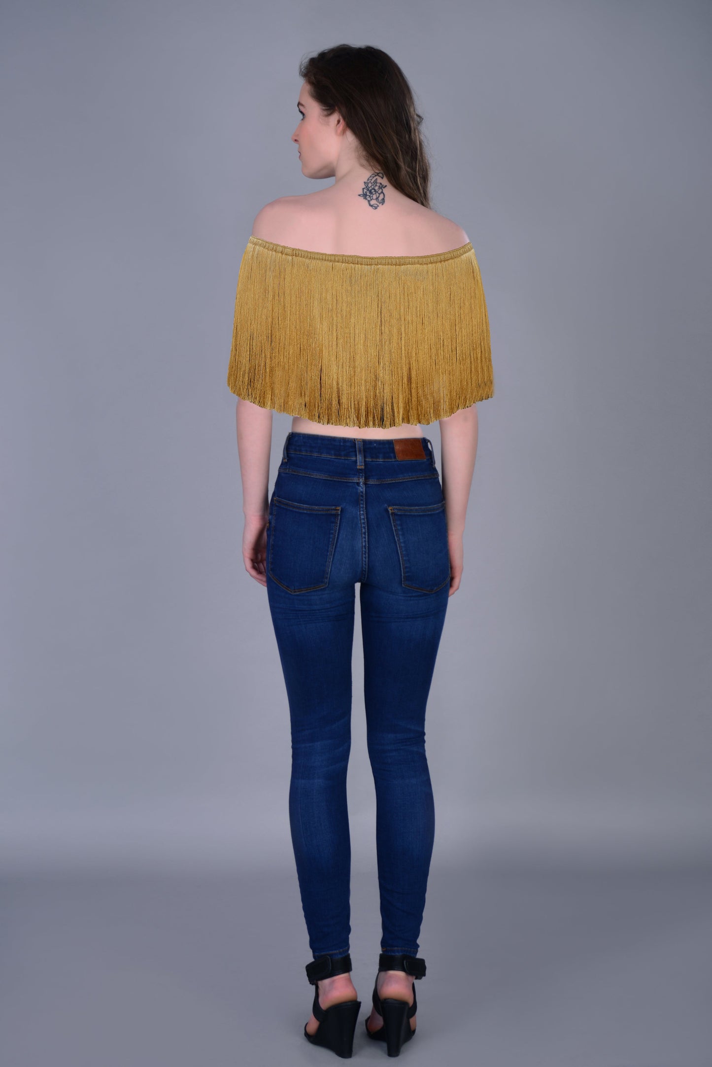 Off-shoulder Fringe top