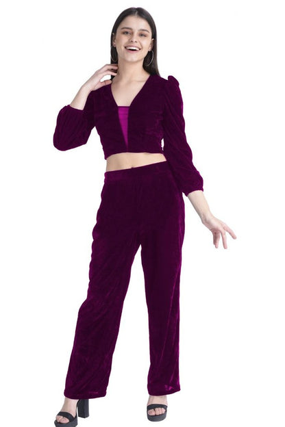 Velvet top and pant co-ord