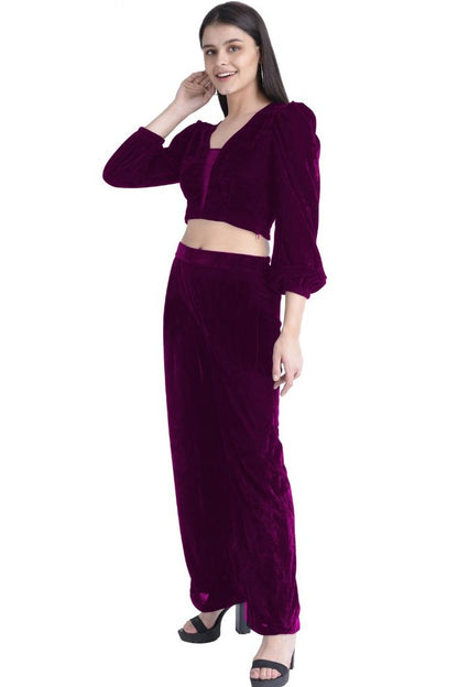 Velvet top and pant co-ord