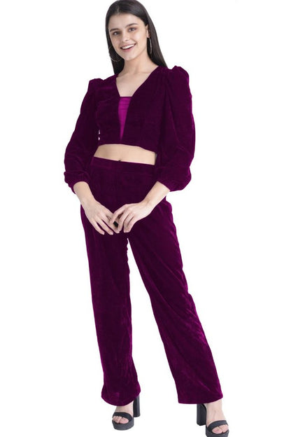 Velvet top and pant co-ord