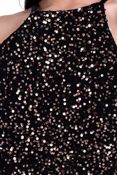 Sequin Halter neck gown