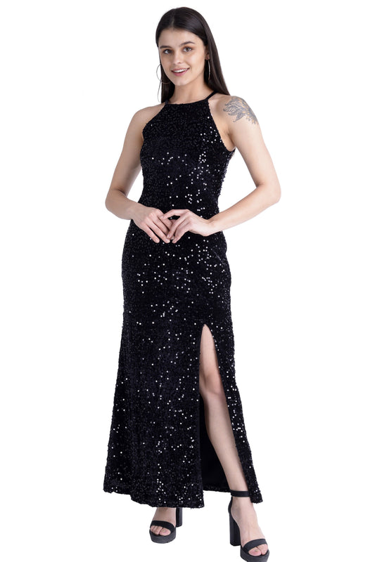 Sequin Halter neck gown